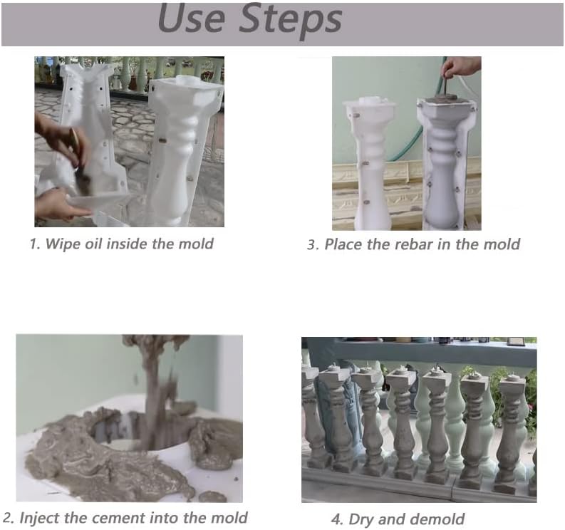 EAIVENY Prefabricated ABS Balcony Mold,Concrete Balustrade Mold Concrete Formwork for Outdoor Construction, DIY Home Improvement, Easy Installation and Reusable Design (Style 16) - Image 4